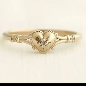 Gold Heart Diamond Accent Ring
